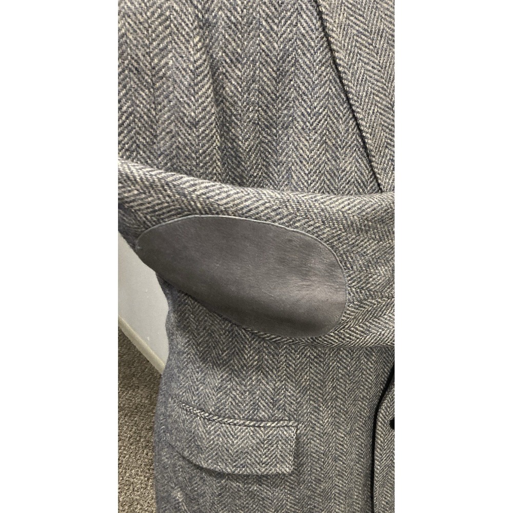 Austin Manor Wool Sport Coat 42S Gray Herringbone Elbow Patch Blazer